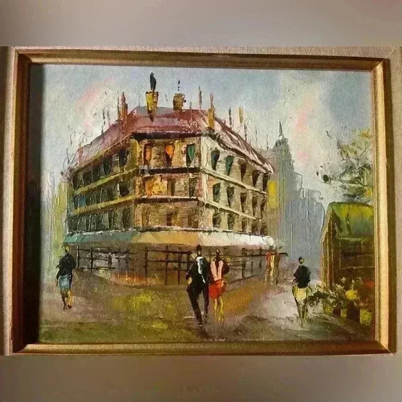 🎨 Cityscape Street Scene Impressionist  Oil on Canvas Framed Painting - Picture 3 of 14